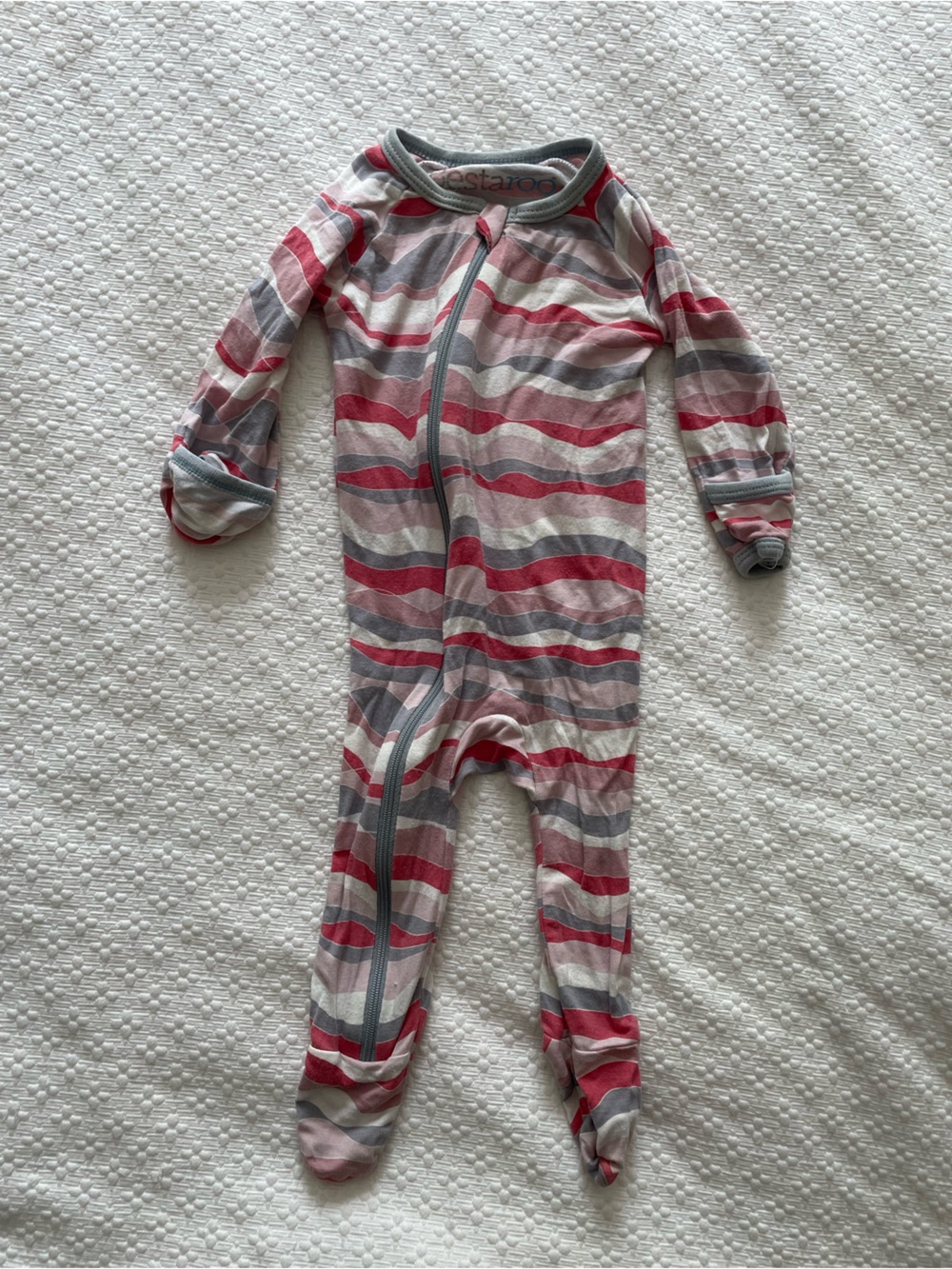 Striped Red & Gray Kids Pajamas One-Piece